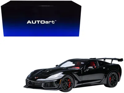 Diecast Model Autoart 2019 Chevrolet Corvette C7 Zr1 Black With Carbon Top 1/18 Model Car By Autoart