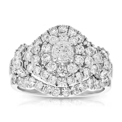 Vir Jewels 2 Cttw Diamond Wedding Engagement Ring Set 14k White Gold Cluster Bridal Design In White