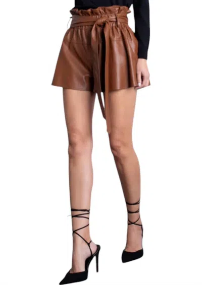 Karina Grimaldi Juana Vegan Leather Shorts In Intense Rust In Multi