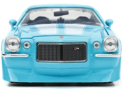 Diecast Model Jada 1971 Chevrolet Camaro Z/28 Light Blue With White Stripes "bigtime Muscle" Series 1/24 Diecast Model