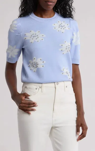 Nanette Lepore Crystal Sweater In Blue