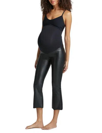 Commando Faux Leather Maternity Cropped Flare Legging In Black In Black