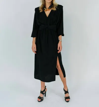 Scotch & Soda Draped Midi Bdress In Black In Black