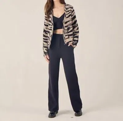 Paola Bernardi Zebra Double Knit Cardigan In Black Beige In Beige