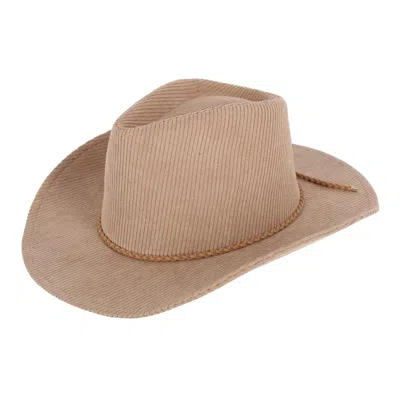 David & Young Women's Courduroy Cowboy Hat With Braided Suede Hat Band In Brown