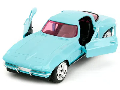 Diecast Model Jada 1966 Chevrolet Corvette Light Blue With Pink Tinted Windows "pink Slips" Series 1/32 Diecast Model C