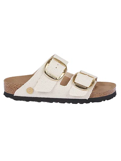 Birkenstock Arizona Big Buckle Leather Slides With Buckle In Grey