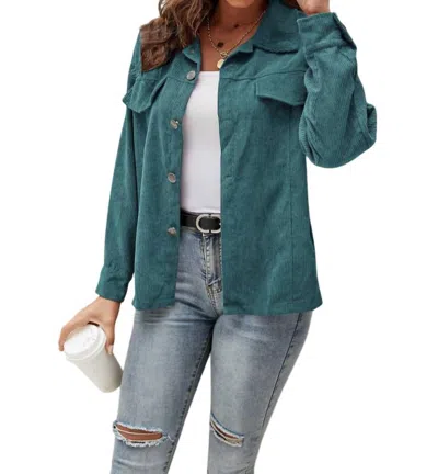 Shirley Stone Corduroy Shacket In Green In Green