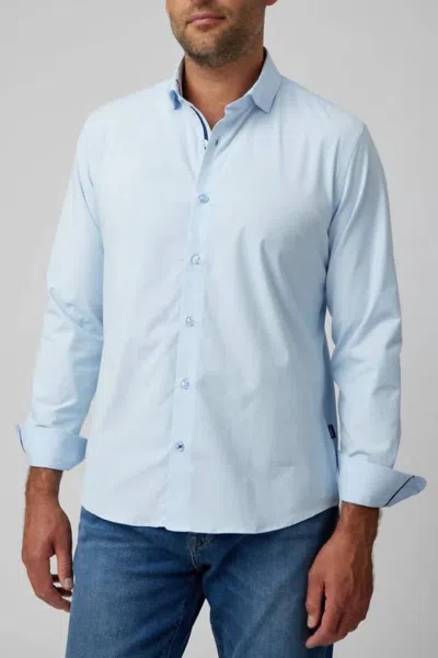 Stone Rose Geometric Flower Performance Knit Button-up Shirt In Blue