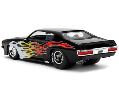 Diecast Model Jada 1971 Pontiac Gto Black With Flame Graphics "bigtime Muscle" Series 1/24 Diecast Model Car By Jada