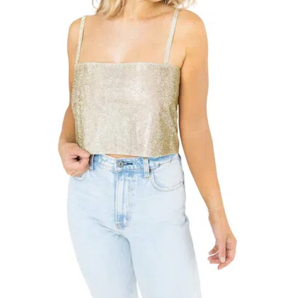 Buddylove Girly Girl Rhinestone Crop Top In Gold In Gold