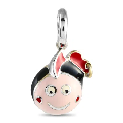 Aaron Basha 18k White Gold Enamel Diamond Girl Charm Ab35-111324 In White