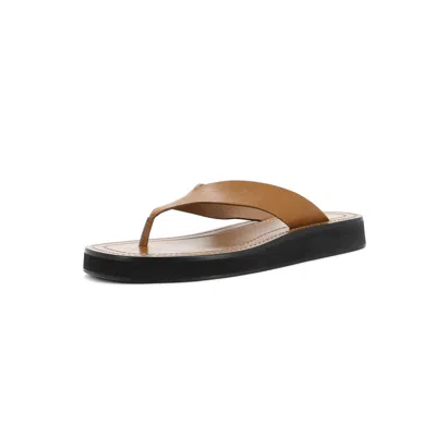 The Row Ginza Flip-flop Smooth Calfskin Sandals In Brown