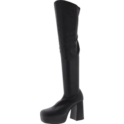 Steve Madden Joelle Womens Faux Leather Solid Knee-high Boots In Black