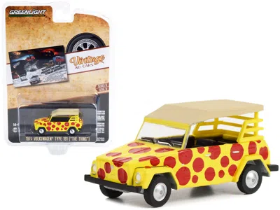 Diecast Model Greenlight 1974 Volkswagen Thing Type 181 Yellow With Red Polka Dots "volkswagen Presents The Thing. It Can Be