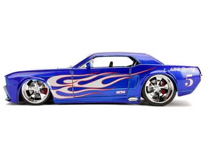 Diecast Model Jada 1965 Ford Mustang #5 "l. John's Racing" Candy Blue With Flame Graphics "bigtime Muscle" Series 1/24