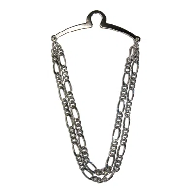 Competition Inc. Men's Double Figaro Style Link Tie Chain In Silver