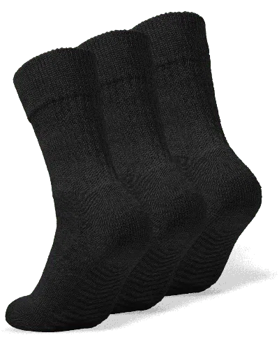 Gripjoy Diabetic Socks With Grips (pack Of 3) In Black