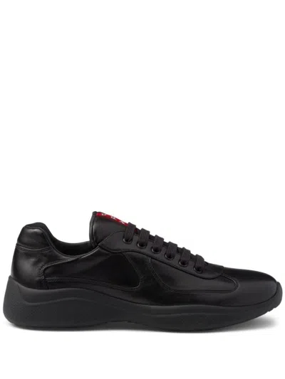 Prada Lace-up Sneakers In Black