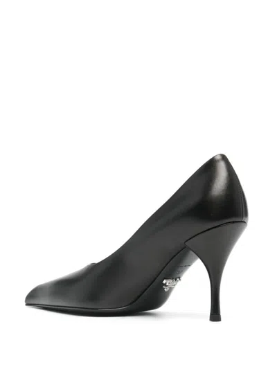 Prada 85 Pointed-toe Calf Leather Pumps In Black