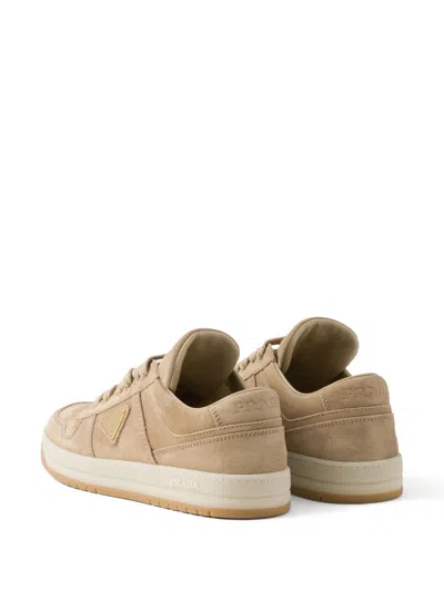 Prada Downtown Suede Low-top Sneakers In Ecru'