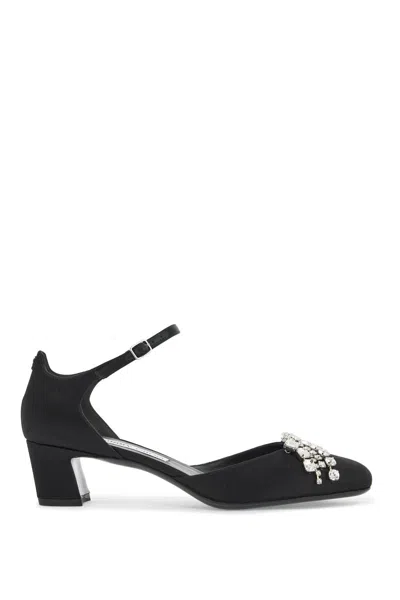 Jimmy Choo Verity 45 Crystal-embellished Satin Pumps In Black