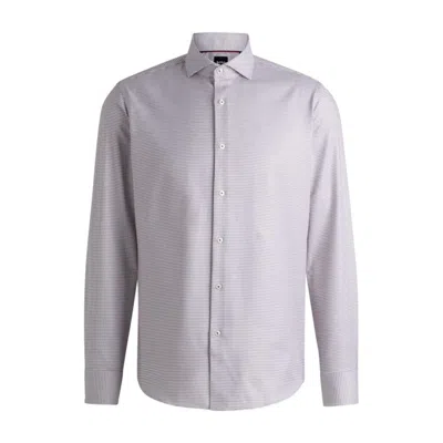 Hugo Boss Regular-fit Shirt In Structured Cotton Twill In Pink