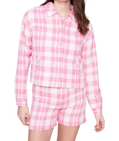 Charlie B Yarn Dye Check Cropped Jacket In Light Punch In Multi