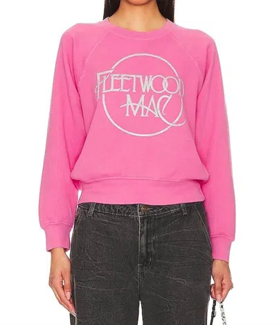 Daydreamer Fleetwood Mac Circle Logo Raglan Crew Sweater Top In Pink Rouge In Multi