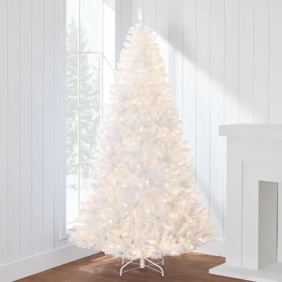 Best Choice Products Pre-lit Premium Hinged White Artificial Christmas Pine Tree W/ Lights, Stand, Pvc Branch Tips