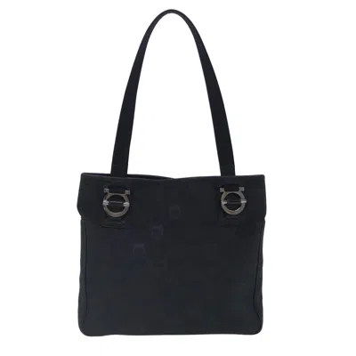 Pre-owned Ferragamo Gancini Canvas Tote Bag () In Black
