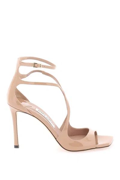 Jimmy Choo Patent Leather Azia 95 Sandals In Beige