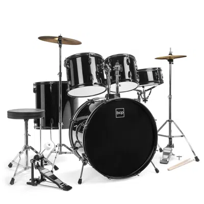 Best Choice Products 5-piece Beginner Drum Set W/ Snare, Bass, Toms, Cymbal, Hi-hat, Sticks, Chair, Drum Pedal - Black