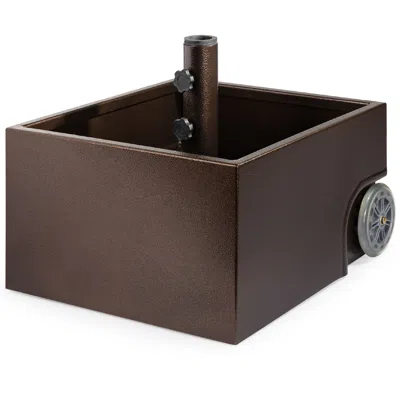 Best Choice Products Portable Steel Umbrella Base Stand For Patio, Up To 150 Lbs W/ Fillable Planter, Drainage, Wheels