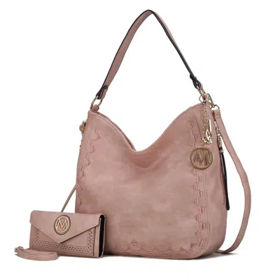 Mkf Collection By Mia K Lucille Shoulder Handabag And Wallet- 2 Pieces In Pink