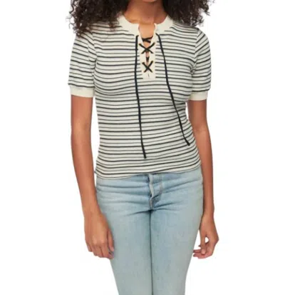 NATION LTD REEVE LACE-UP TEE SHIRT IN FREEHAND STRIPE 