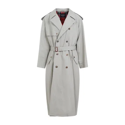 Balenciaga Double-breasted Belted Trench Coat In Brown