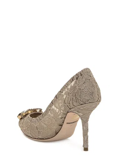 Dolce & Gabbana Bellucci 90 Taormina Lace Pumps With Crystal Detail In Beige