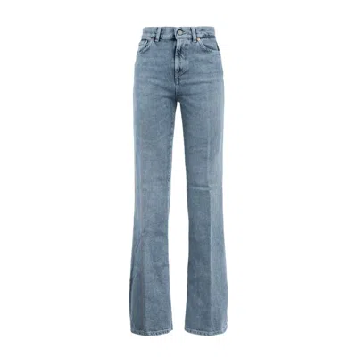Dondup Amber Wide Leg Stretch Denim Jeans In Blue