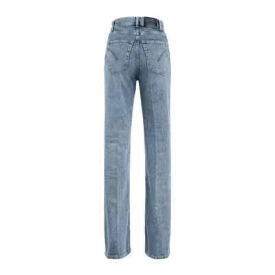 Dondup Amber Wide Leg Stretch Denim Jeans In Blue