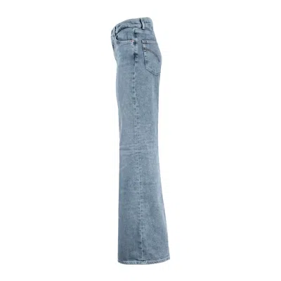 Dondup Amber Wide Leg Stretch Denim Jeans In Blue