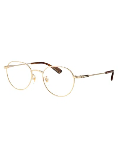 Gucci Demo Rectangular Men's Eyeglasses Gg0006oan 001 55 In Gold-gold-transparent