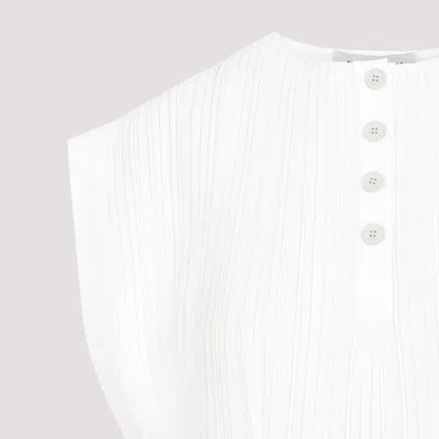 Lanvin Sleeveless Pleated Midi Dress With Abstract Pattern In White