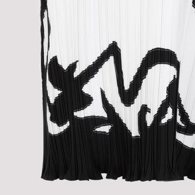 Lanvin Sleeveless Pleated Midi Dress With Abstract Pattern In White