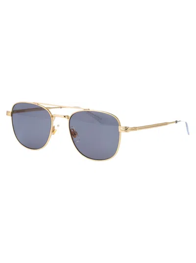 Montblanc Mb0363s Sunglasses In Gold-gold-light Blue