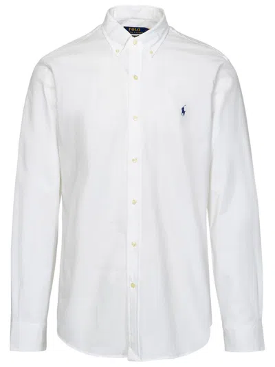 Polo Ralph Lauren Embroidered-logo Cotton Shirt In White