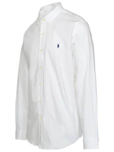 Polo Ralph Lauren Embroidered-logo Cotton Shirt In White