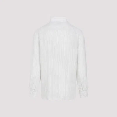 Saint Laurent Men's Polka-dot Silk Shirt In Beige