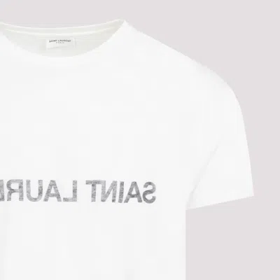 Saint Laurent Natural Black Cotton T-shirts And Polos In White
