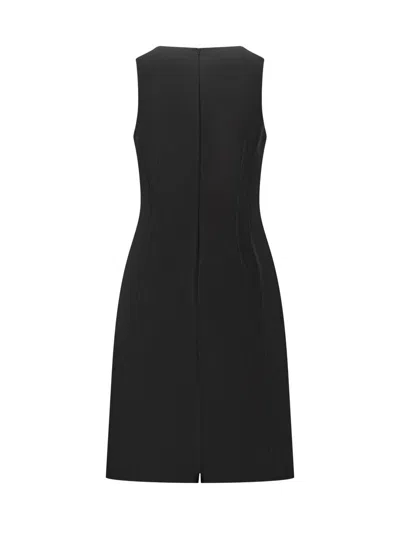 Ferragamo Corseted Midi Dress In Black